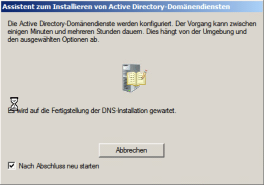 Installationsassistent für die Domäne