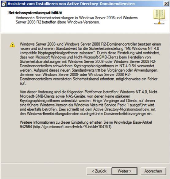 Installationsassistent für den Windows Server 2008 R2