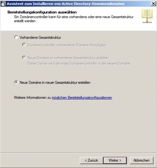 Installationsassistent für den Windows Server 2008 R2