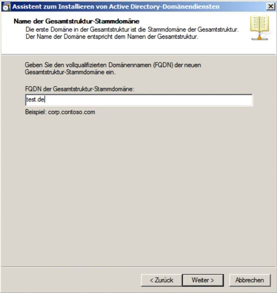 Installationsassistent für den Windows Server 2008 R2