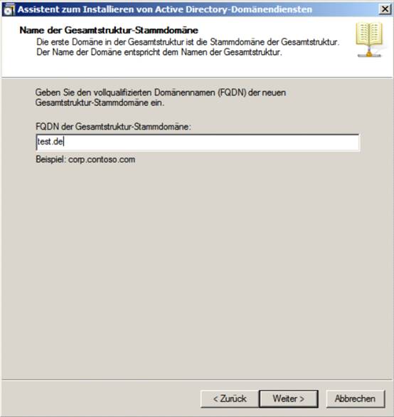 Installationsassistent für den Windows Server 2008 R2