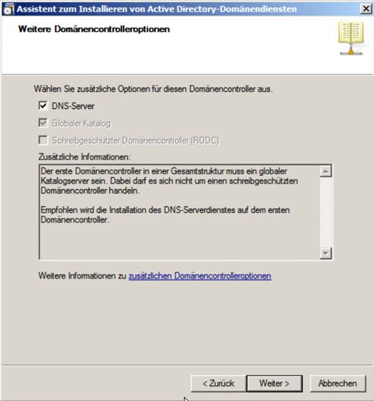 Installationsassistent für den Windows Server 2008 R2