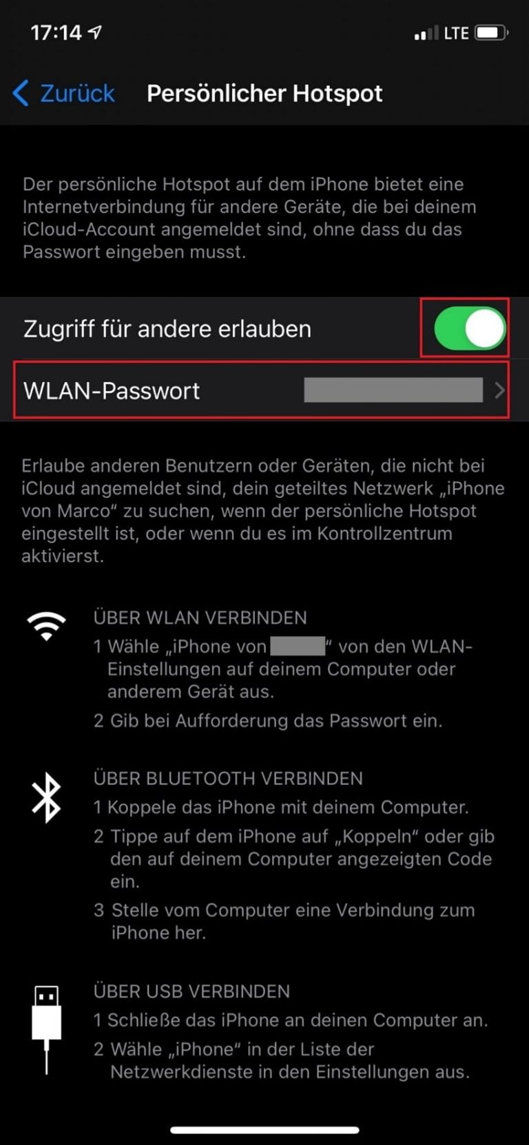 WLAN Hotspot auf einem iPhone konfigurieren Anleitung
